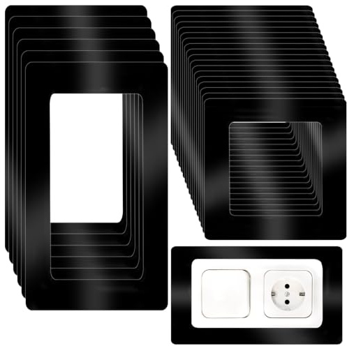 24 Stück Lichtschalter Schutz (1,5mm Extra Dickes Acryl) - Schwarzer Wandschutz gegen Fingerabdrücke, Tapetenschutz für Standard Steckdosen (18x Einfach + 6x Zweifach) - Waschbare Steckdosenblende