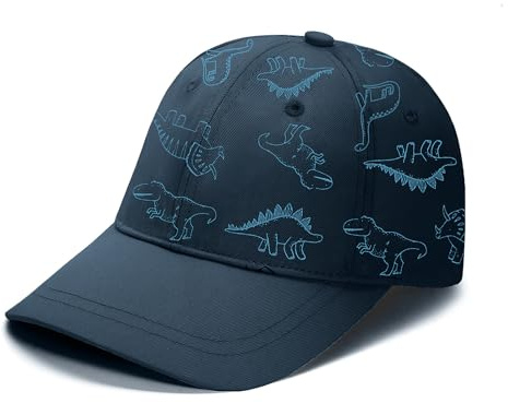 TOMEEK Baby solhatt barns basebollkeps söt dinosaurie justerbar småbarnshatt bomullspojkar flickor kepsar med maskfoder vår sommar solhatt, marinblå, XL
