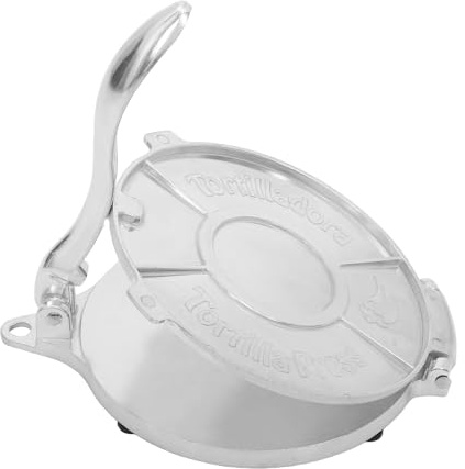DEARMAMY Prensa Manual para Tortillas de Maíz de 20 CM Prensa de Aluminio Resistente Molde Antiadherente para Masa de Dumplings y Tacos Herramienta Versátil para Cocina Doméstica