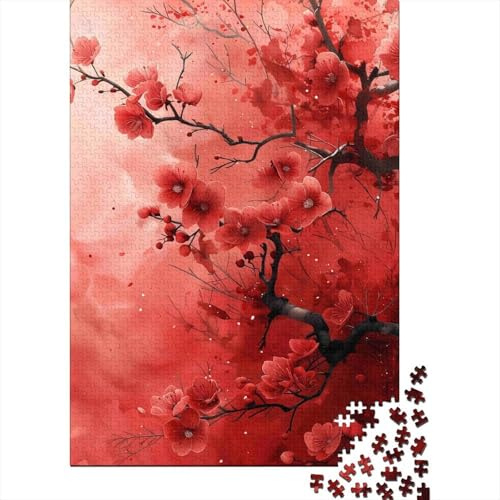 Puzzle Flores de Cerezo Rojo De 1000 Piezas Interesante Rompecabezas para Adultos De 1000 Piezas Pintura Entretenimento 52x38cm/1000pcs