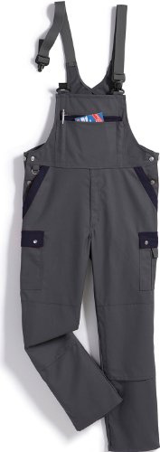 BP Profil 1844-720-153 Latzhose - Stretch Hosenträger - Verstellbarer Bund - Taschen für Knieschoner - 65% Polyester, 35% Baumwolle - Lange Passform - Größe: 114 - Farbe: dunkelgrau/dunkelblau