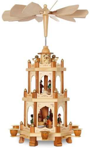 Sikora P20 Klassische Holz Weihnachtspyramide 3 Etagen