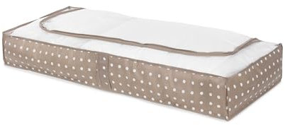 Compactor RAN5182_Brown extra flache Unterbettkommode, staubdicht, Rivoli-Serie, Braun/Weiß, Polypropylen und EVA, 45 x 108 x Höhe 15 cm