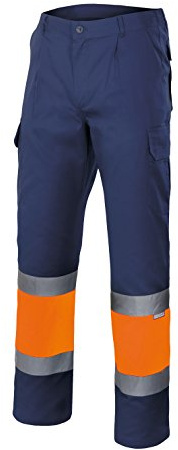 Velilla 156 - Pantaloni alta visibilità (Taglie S) colore blu marino e arancione fluo