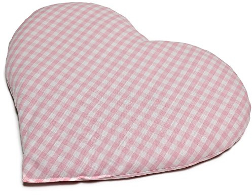 GIRAFFENLAND Kirschkernkissen Herz ca. 30x25cm - Bio Stoff rosa-weiß - Wärmekissen - Körnerkissen - Ein charmantes Geschenk