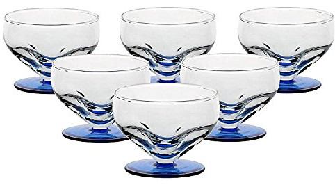 6 X Eisschale Dessertschale Eisbecher Glas Liguria Blau 9 cm Gelato Vero