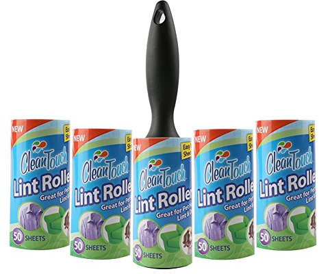 NouveLife Lot de 5 Rouleau Anti Peluche Rouleau Vêtement Brosse Adhésive Vêtement avec 4 Recharges 50 Feuilles par Rouleau pour Cheveux Poils d'animaux Peluches Poussière