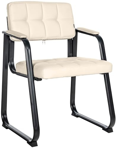 CLP Stuhl Canada I Polsterstuhl Mit Kunstleder-Bezug I Mit Schwarzem Metall-Gestell, Farbe:Creme