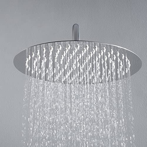 JOHO Tête de Douche pluie en acier inoxydable avec buses anti-calcaire pour Salle de bain, grand 40cm rond Pommeau de douche Universelle Filetage 1/2 Pouce, Facile à Installer et à Nettoyer