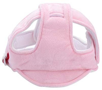 Gorra protectora para bebe,Casco de seguridad ajustable Protección Arneses para la cabeza Gorra Protección, Cojín del sombrero con dibujos animados (Pink)