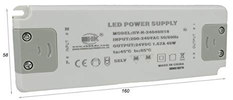 Ledlux CV8240 - Alimentador transformador CV 40 W 24 V 1,67 A Super Slim Solo 19 mm de grosor (40W 24V)