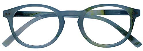 OPULIZE Zen Gafas de Lectura Redondo Azul Turquesa Brillante Bisagras con Muelle Resistente a los Arañazos R24-Q +1.50