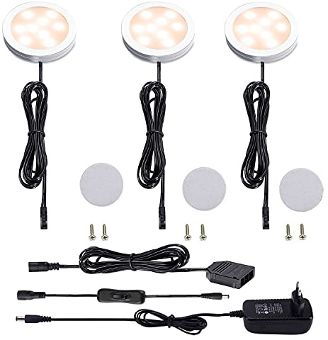 AIBOO Unterbauleuchte Küche LED Schrankbeleuchtung 6 Stück,Warmweiß Slim Bright Schranklicht Dimmbar Schrankleucht Schranklicht Vitrinenbeleuchtung für Küche,Badezimmer,Schlafzimmer