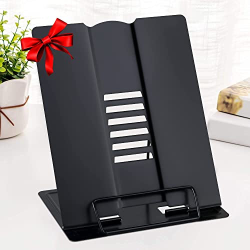 Adjustable Book Stand, MSDADA Reading Book Holder, Lightweight Cook Book Stands, Portable Textbook Holders, Recipe Document Stand Tablet Music Book Stands&Holders(Black)(Black)