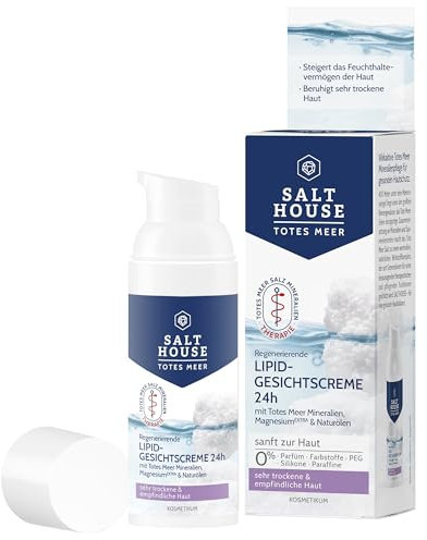 Salthouse Totes Meer Therapie Lipid-Gesichtscreme 24h, mit Omega-Fettsäuren für sehr trockene und empfindliche Haut, auch als Maske anwendbar, 50ml