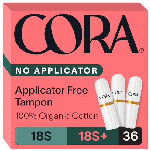 Cora Organic Cotton Non-Applicator Tampons Multipack (18 Super, 18 Super Plus Non-Applicator Tampons)