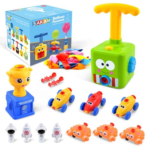 BAKAM Power Balloon Car Toy for Kids, Balloon Launcher Car Toy Set for Kids Science Toys, Inflatable STEM Balloon Pump Cars Racer Kit for Boys Girls (Frog)