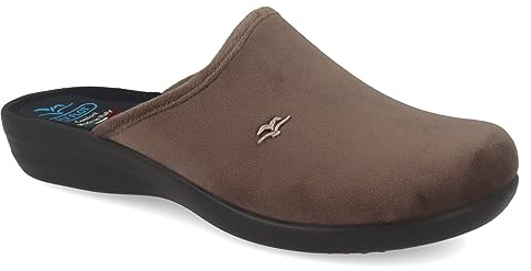 Fly Flot | Classic Woman, Pantofole Donna con Logo, Ciabatta con Tomaia in Velluto, Sottopiede in Microfibra, Rovere, 37