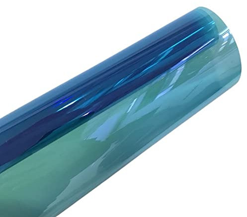 RaamKa Auto Window Film 75 x 300 cm Blau Chameleon 55% UV-Schutz Selbstklebend für Auto vorne Heckscheibe und Windschutzscheibe