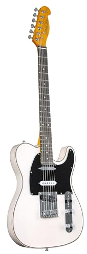 J & D TL-DLX E-Gitarre, Snow White, Nashville-Style, 3 Tonabnehmer, Hochglanz-Finish, Erlekorpus, Ahornhals, 22 Bünde, Vintage Steel Bridge