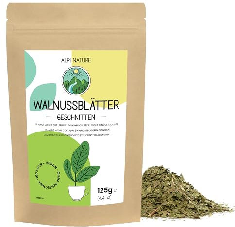 Alpi Nature Walnut Leaves 125g 4.4 oz, Loose Leaf Tea, Dried and Cut Leaves, Walnut Leaf Tea
