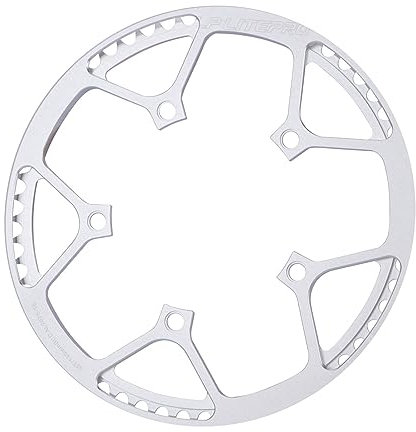YLME Fahrrad Kettenblatt, 130 BCD Faltrad Kettenblatt Mit Schutzhülle, 45T 47T 53T 58T Single Disc Aluminium Kettenblatt Für Single Speed ​​& Rennräder,Silber,47T