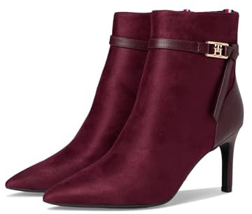 Tommy Hilfiger Elegante stivaletto da donna con punta e tacco a spillo, in finta pelle scamosciata, Rubino ricco/rubino ricco, 42.5 EU