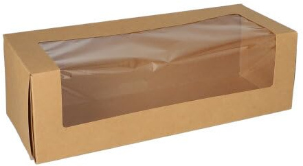 25 Tortenkartons mit Deckel eckig 10 cm x 32 cm x 12 cm mit Sichtfenster aus PLA