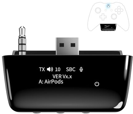 YOCOWOCO Bluetooth 5.2 Wireless Audio Adapter für Xbox Controller | für Xbox One, Xbox Series X|S und Elite 2 Controller, Xbox Mic Adapter mit Bildschirm unterstützt Low Latency