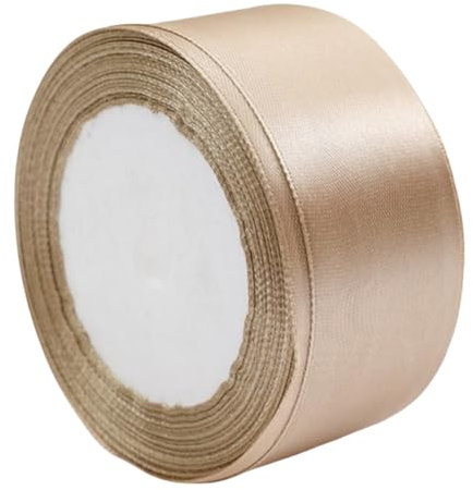 HSTWODE 2 Rollen Satinband 4cm, 25 yard Dekoration Geschenkband Fein Schleifenband, Stoffband für Taufe und Geburtstag Geschenke Der Valentinstag Verpackung von Geschenken (Khaki)