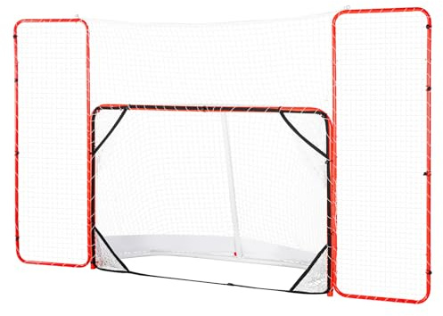 Happybuy Hockey Goal with Backstop & Targets, 72 Street Hockey Net, Portable Indoor/Outdoor Training Set, Easy Assembly, White/Red