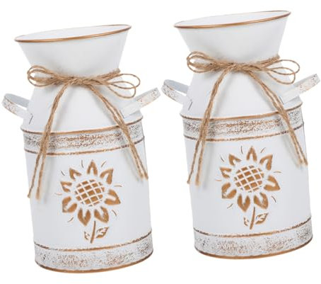 TOPBATHY Maceta De Leche Vintage Forma De Cubo Jarrón De Metal Florero Decorativo Estilo Retro
