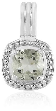 Cavill Grüner Amethyst Silberanhänger 0,72 ct Antiker Kissenschliff 925 Sterling Silber Brasilianischer Amethyst Schmuck Moderne quadratische Form 16x10 mm