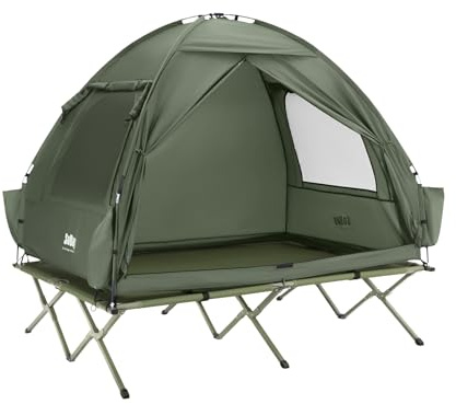 SoBuy Tienda de campaña Exterior Tienda Doble con 1 Gancho para lámpara y 2 Bolsas para Zapatos Tienda 3 en 1 para 2 Personas Práctica Verde 193 x 185 x 145 cm OGS32-II-L-GR ES