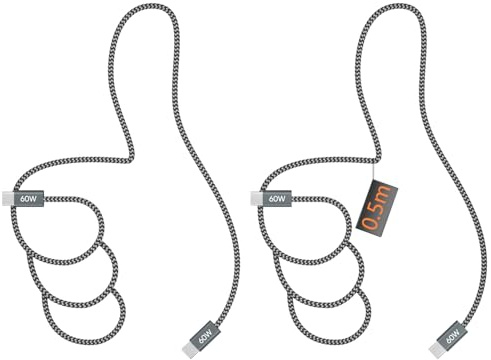 Eisreho Cavo USB C a USB C, 0,5 m, 60 W PD 3.0, ricarica rapida tipo C a tipo C, 50 cm, compatibile con iPhone 16/15, MacBook Pro, iPad Pro 2020, MacBook Air, Galaxy S24 S23, Huawei (50 cm)