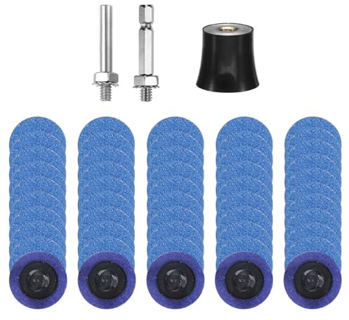sourcing map 53pcs Quick Change Discs Set 1 Roll Lock Sanding Discs with 1/4 Shank Pad Holder P60 Grit Surface Conditioning Disc for Polish Rust Removal