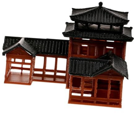 BESTonZON Miniaturpagode aus Kunststoff in Braun Japanische Gartendekoration mit Nostalgischem Flair für Aquarien und Innenhöfe als Einzigartige Turmfigur