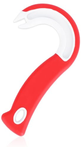 Easy Open Ring Pull Can Opener, J Hook Can Opener Pull Tab with No-Slip Grip for Seniors Kids Weak Hands Manual Soda Beer Pop Top Tin Bottle Jar Lid Lifter Tool (Red)