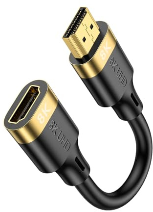 ANDTOBO Cable de Extensión HDMI 2.1 Alargador HDMI 8K, Adaptador Macho a Hembra 8K@60Hz 4K@240Hz 2.1 Alta Velocidad 48Gbps Compatible con Xbox, PS5, Switch, Roku Stick, Blu Ray, HDTV, PC-【16CM】