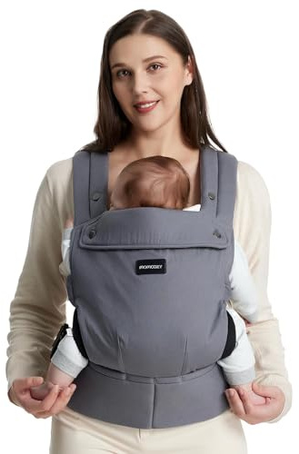 Momcozy Mochila Portabebés Ergonómica, Cómoda y Ligera | para Bebés 3–24 Meses, Fácil de Poner, Soporte Lumbar Mejorado, Manos Libres