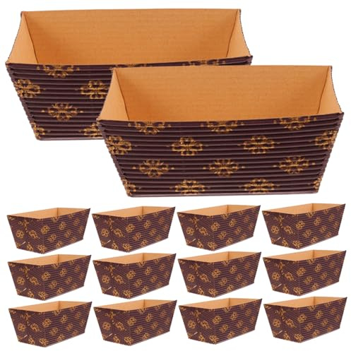 WEKADRIN 25 pezzi Stampi Rettangolari in Carta Alimentare per Pane e Torte Resistenti al Calore Impilabili per Risparmio Spazio per Cottura di Chiffon Cake Mousse e Dolci Vari