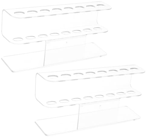 VALICLUD 2 Piezas Organizador de Herramientas de Uñas Acrílico Transparente con Ranuras Soporte Antideslizante para Pinzas y Pinceles Estante para Escritorio Casa y Oficina