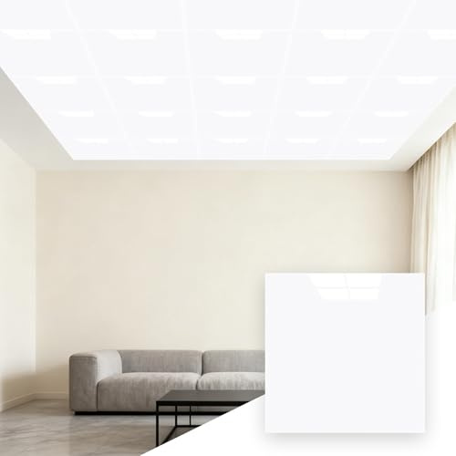 Cammeciso Deckenverkleidung Feuchtraum,Deckenfliesen PVC,AbgehäNgte Deckenplatten,Wasserdicht öLfest,Leicht Robust,Selbstklebend,FüR KüChe Schlafzimmer Badezimmer Wohnzimmer