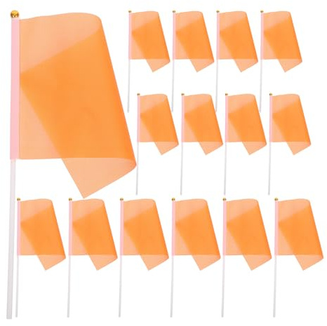 Mipcase 50 piezas Unidades Mini Banderas Naranjas para Mano con Sólido Banderas Pequeñas DIY para Fiestas Desfiles y Decoraciones al Aire