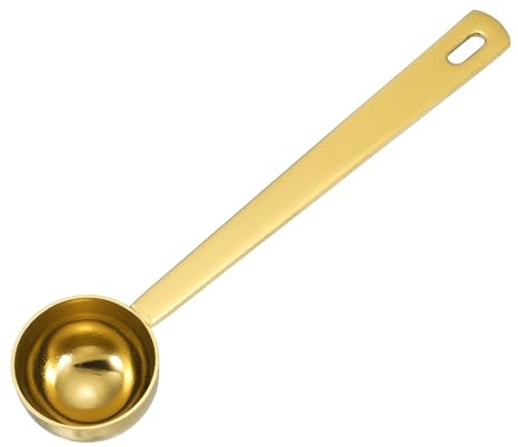 sourcing map Cucchiaio dosatore, 10 ml, manico lungo, cucchiaino da caffè, cucchiaino da caffè, tè, zucchero, cottura al forno, oro