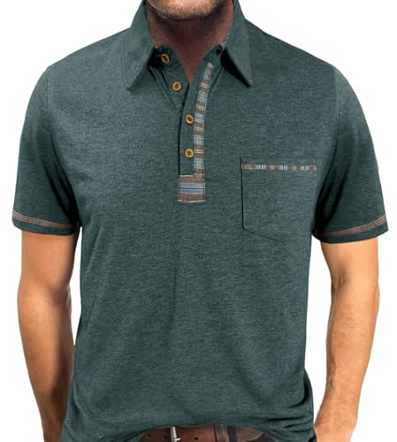 PRIVIMIX Poloshirt Herren Kurzarm Polo Shirt Sommer T-Shirts Polohemd Golf Rugby Henley Tshirt für Männer Grün XL