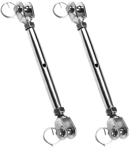 Kichvoe Stainless Steel Turnbuckle M8 Closed Body Jaw Wire Rope Tightener 2pcs Heavy Duty Cable Rigging Screw for Industrial and Marine Use