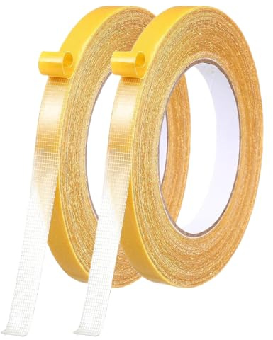 Nastro Biadesivo a Maglia per Tessuti 2x10m (1cm x 10m), Nastro Adesivo Trasparente e Resistente per Cucito Senza Punti, Ideale per Vestiti, Tappeti e Casa