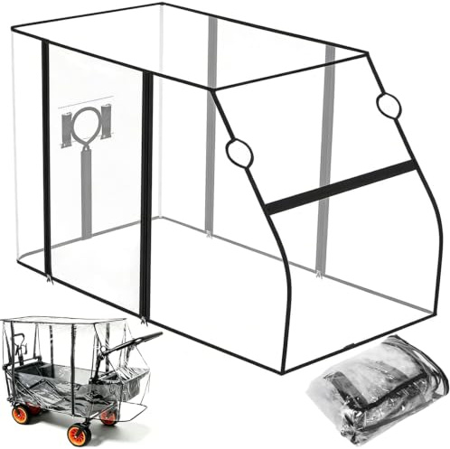Universal Bollerwagen Regenschutz, 115 X 51 X 75 cm Regenverdeck Regenabdeckung mit Reißverschluss, Transparent Regenschutzhülle, Regenplane Klappbaren, für Handwagen, Pritschenwagen, Bollerwagen