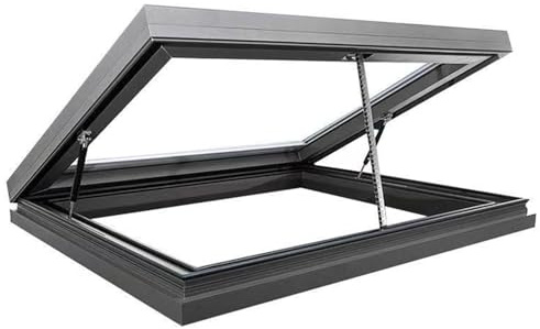 Finestra da tetto elettrica con telecomando e sensore pioggia, lucernario impermeabile per veranda, 80 x 90 cm, dispositivo di apertura in alluminio
